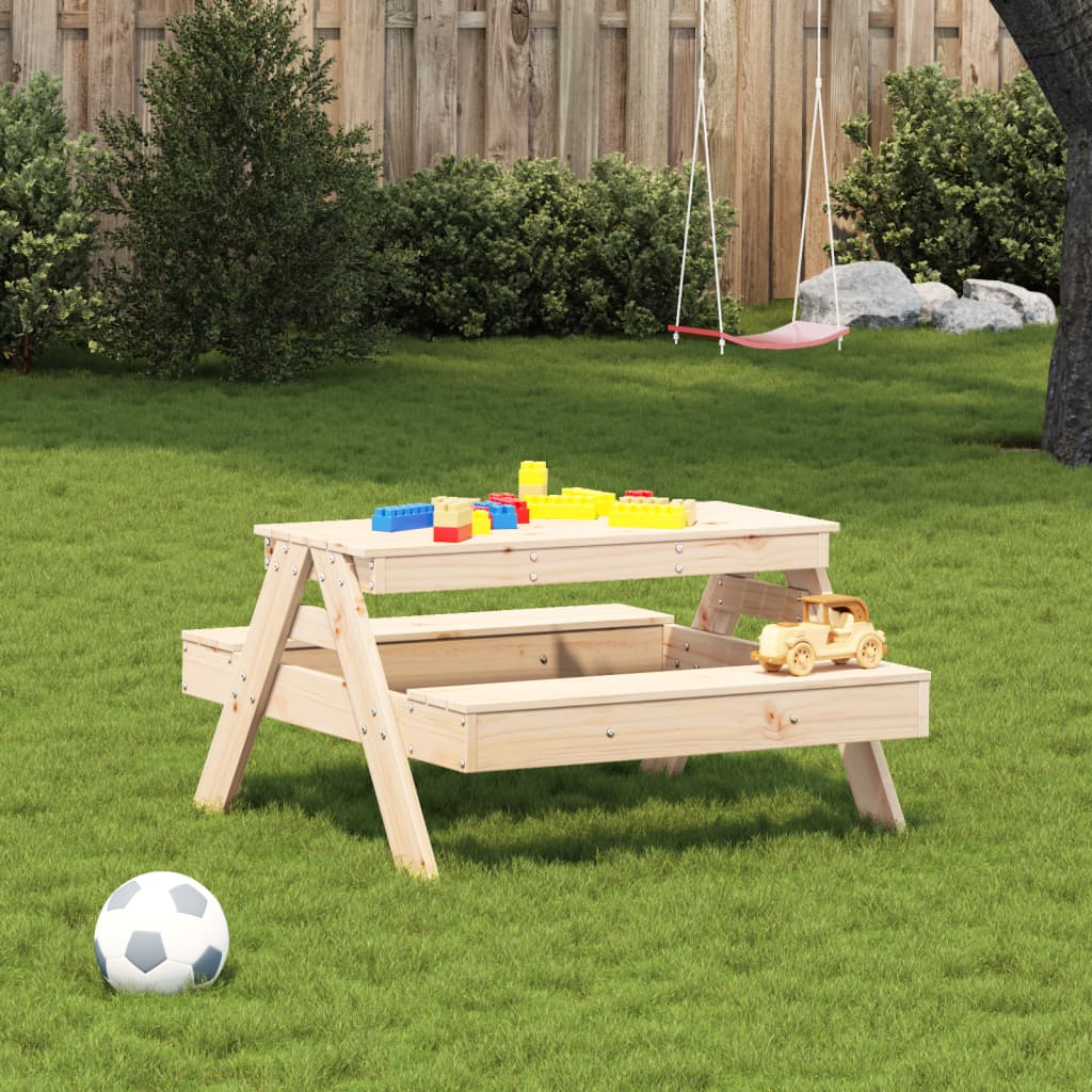 Tavolo da Picnic per Bambini 88x97x52 cm Legno Massello di Pino