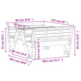 Tavolo da Picnic per Bambini 88x122x58cm Legno Massello di Pino