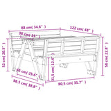 Tavolo Picnic per Bambini Bianco 88x122x58 cm Massello di Pino