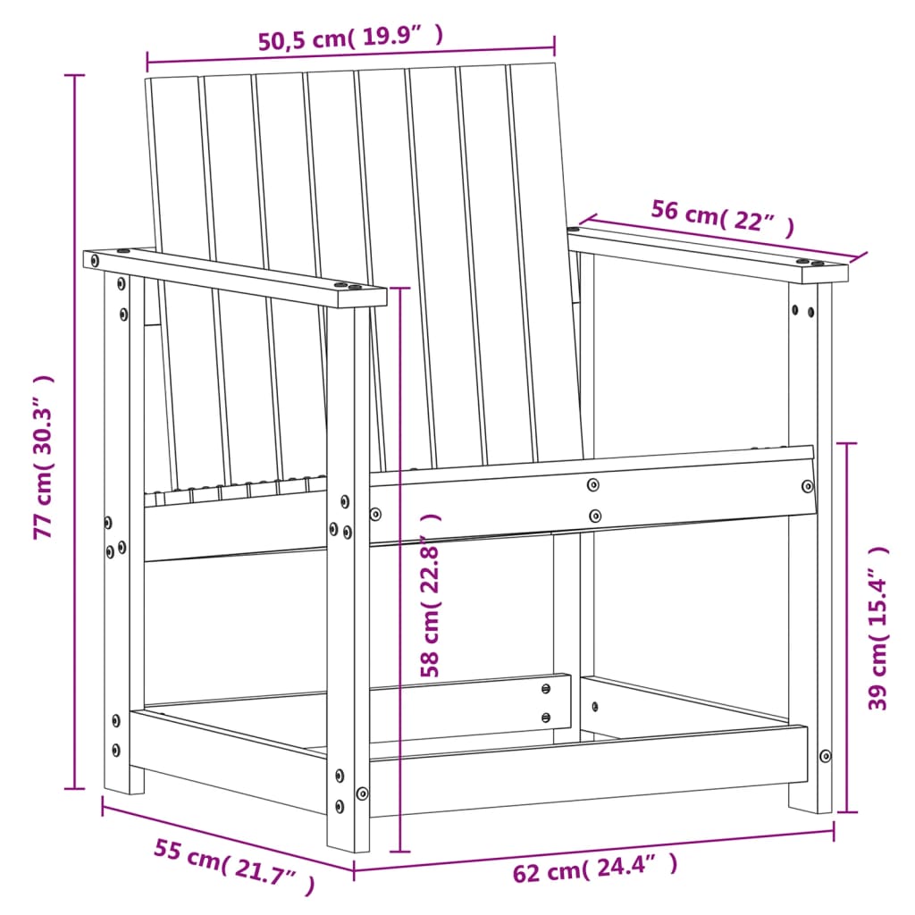 Set Salotto da Giardino 3 pz in Legno Massello di Pino