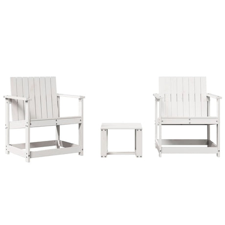 Set Salotto da Giardino 3 pz Bianco in Legno Massello di Pino