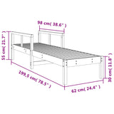 Lettino Prendisole Marrone Cera 199,5x62x55 cm Massello di Pino