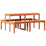 Tavolo da Picnic Marrone Cera 160x134x75 cm Legno Massello Pino