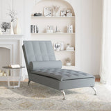 Chaise Longue Massaggi Cuscino a Rullo Grigio Chiaro in Tessuto