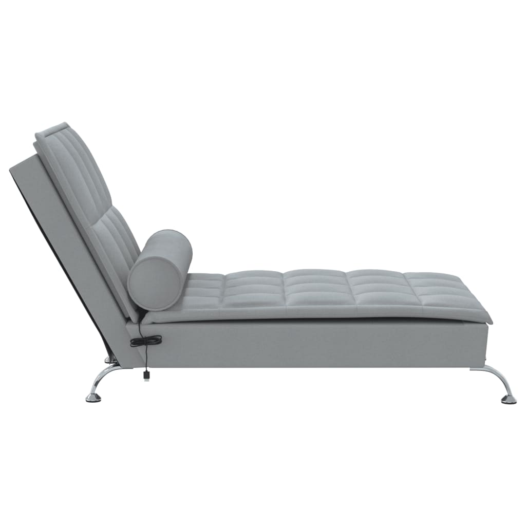 Chaise Longue Massaggi Cuscino a Rullo Grigio Chiaro in Tessuto