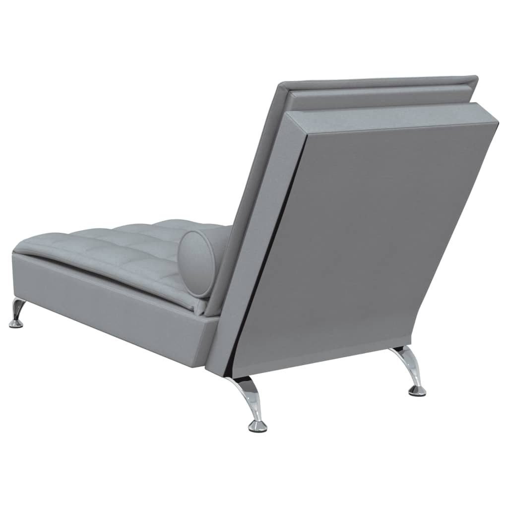 Chaise Longue Massaggi Cuscino a Rullo Grigio Chiaro in Tessuto