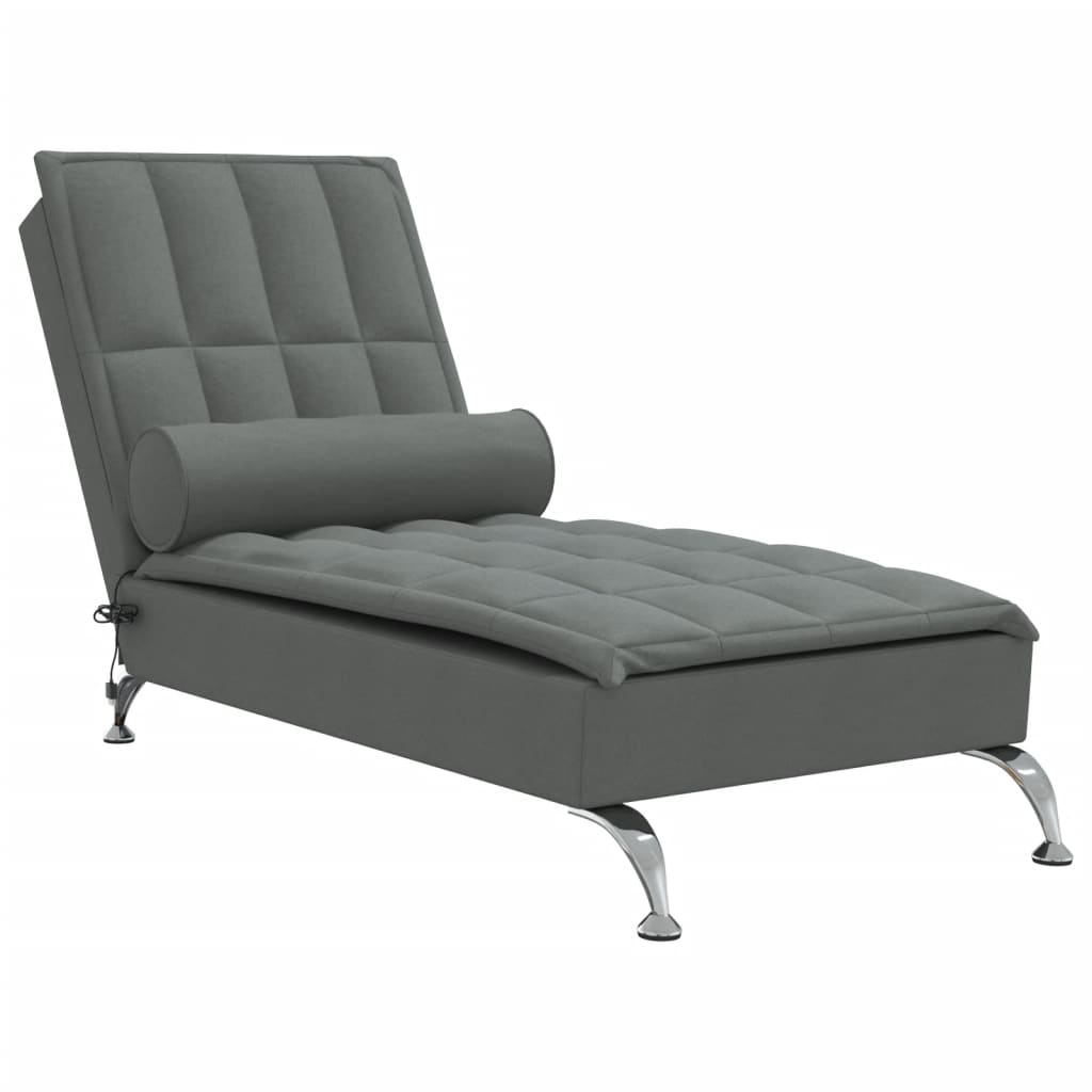 Chaise Longue Massaggi con Capezzale Grigio Scuro in Tessuto