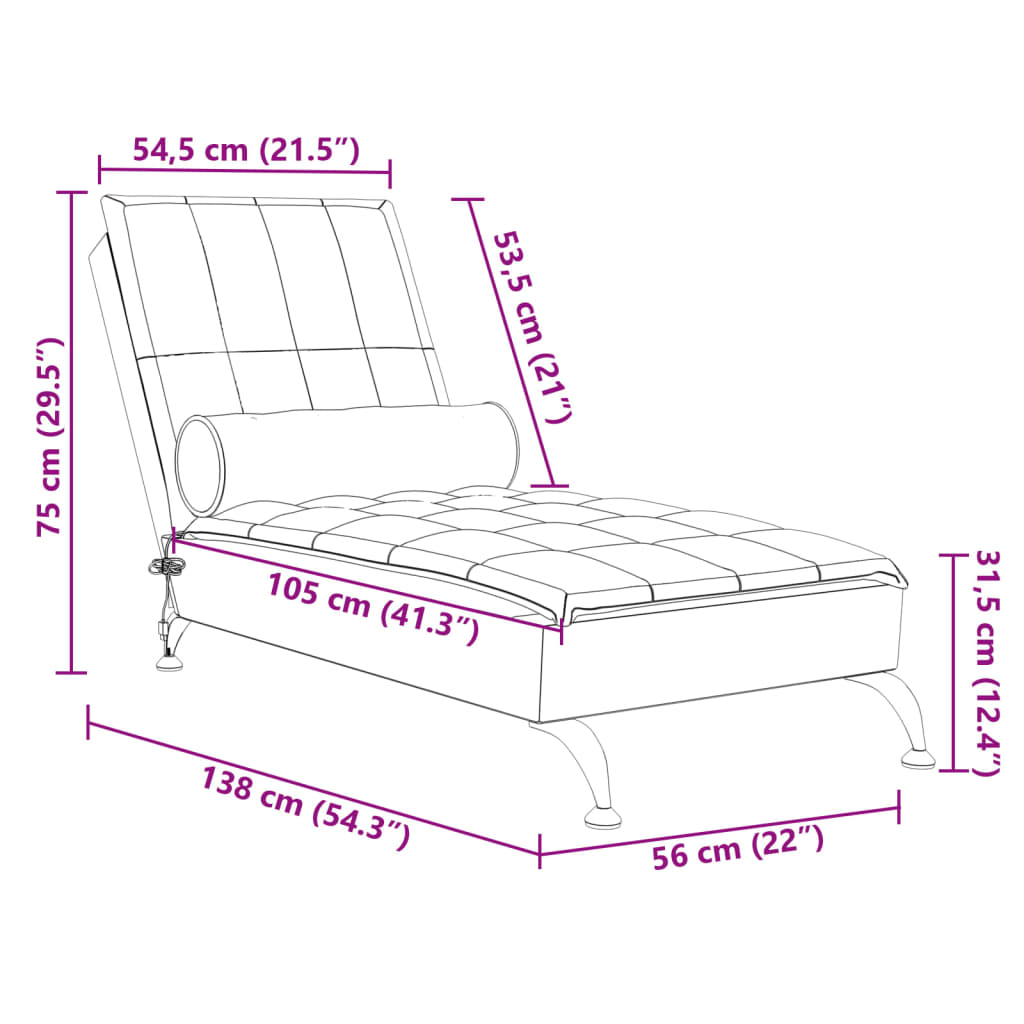 Chaise Longue Massaggi con Capezzale Grigio Scuro in Tessuto