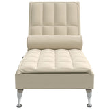 Chaise Longue Massaggi con Capezzale Crema in Tessuto