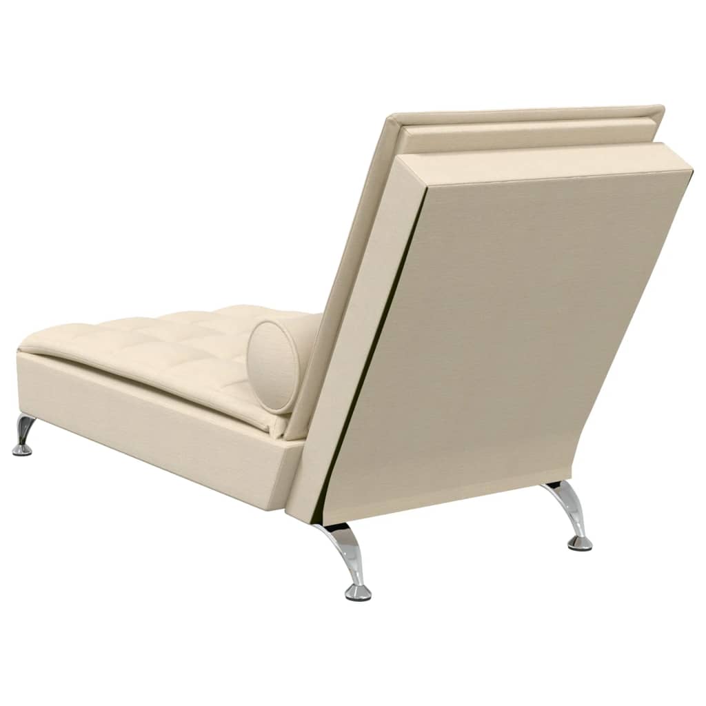 Chaise Longue Massaggi con Capezzale Crema in Tessuto