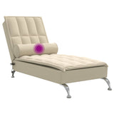 Chaise Longue Massaggi con Capezzale Crema in Tessuto