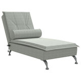 Chaise Longue Massaggi Cuscino a Rullo Grigio Chiaro in Velluto