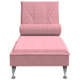 Chaise Longue Massaggi con Cuscino Rosa in Velluto