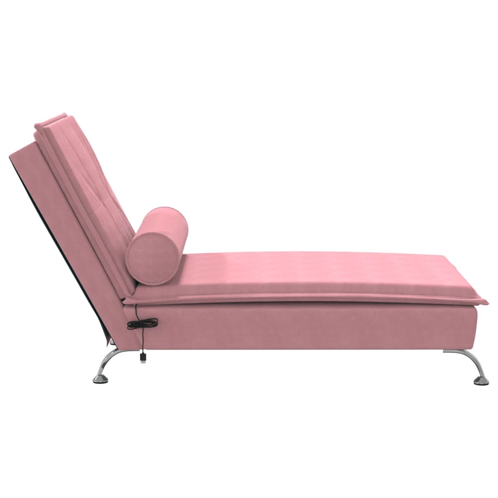 Chaise Longue Massaggi con Cuscino Rosa in Velluto