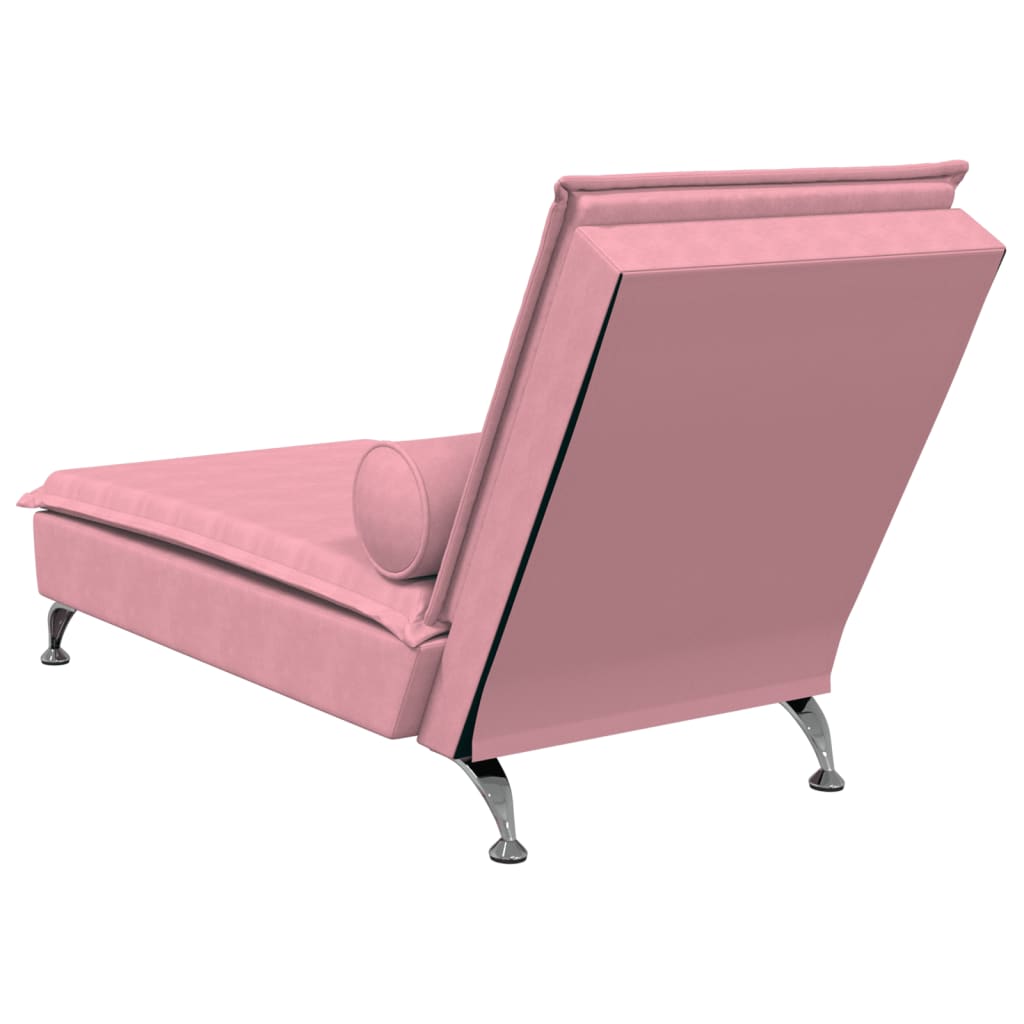 Chaise Longue Massaggi con Cuscino Rosa in Velluto