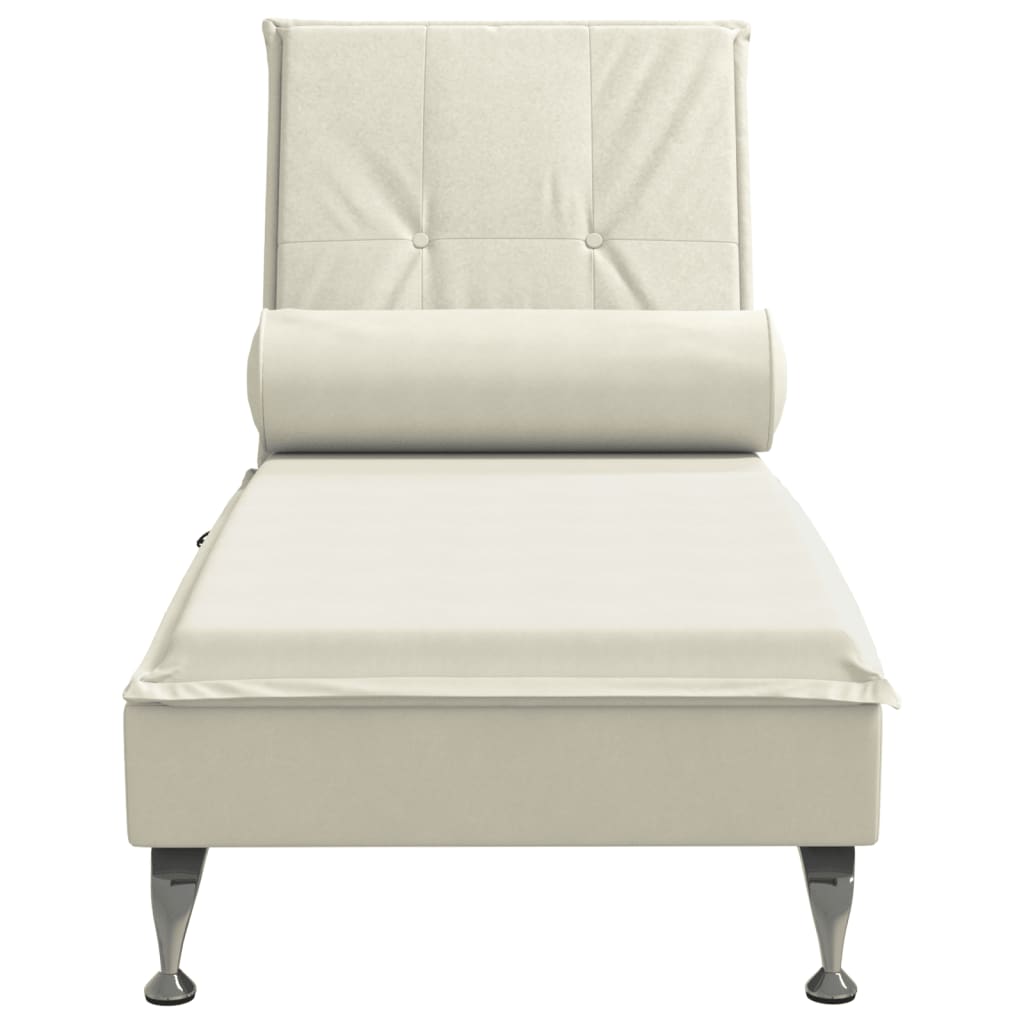 Chaise Longue Massaggi con Cuscino a Rullo Crema in Velluto