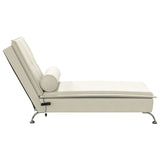 Chaise Longue Massaggi con Cuscino a Rullo Crema in Velluto