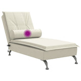 Chaise Longue Massaggi con Cuscino a Rullo Crema in Velluto