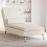 Chaise Longue Massaggi con Cuscino a Rullo Crema in Velluto