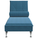 Chaise Longue Massaggi con Cuscino a Rullo Blu in Velluto