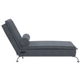 Chaise Longue Massaggi con Capezzale Grigio Scuro in Velluto