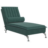 Chaise Longue Massaggi con Capezzale Verde Scuro in Velluto