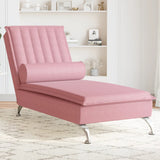 Chaise Longue Massaggi con Cuscino a Rullo Rosso in Velluto