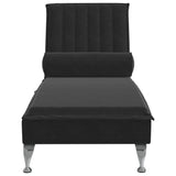 Chaise Longue Massaggi con Cuscino a Rullo Nero in Velluto