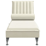 Chaise Longue Massaggi con Cuscino a Rullo Crema in Velluto