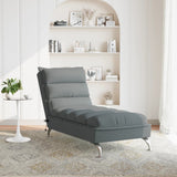 Chaise Longue Massaggi con Cuscini Grigio Scuro in Tessuto