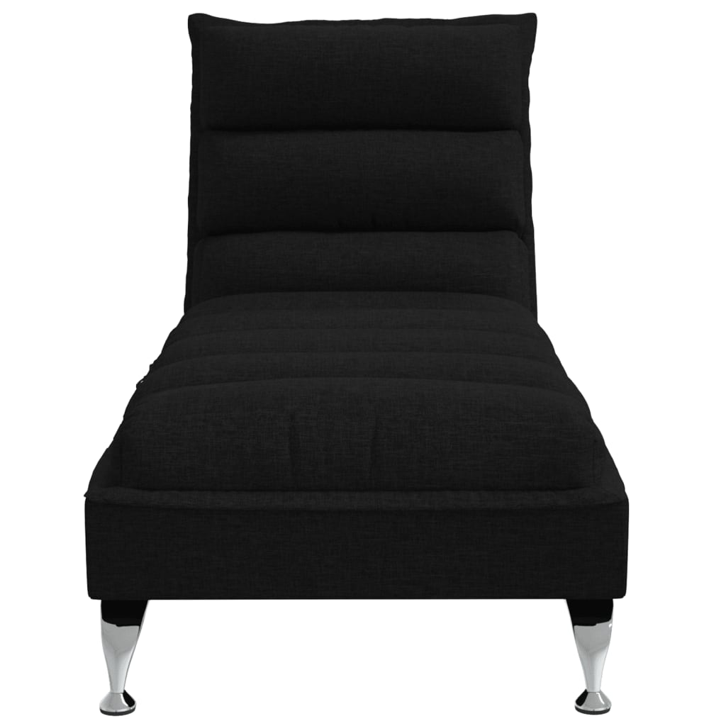 Chaise Longue Massaggi con Cuscini Nero in Tessuto