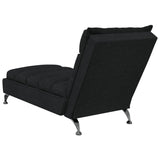 Chaise Longue Massaggi con Cuscini Nero in Tessuto