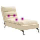 Chaise Longue Massaggi con Cuscini Crema in Tessuto