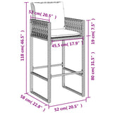 Sgabelli da Bar con Cuscini 2 pz Marroni in Polyrattan