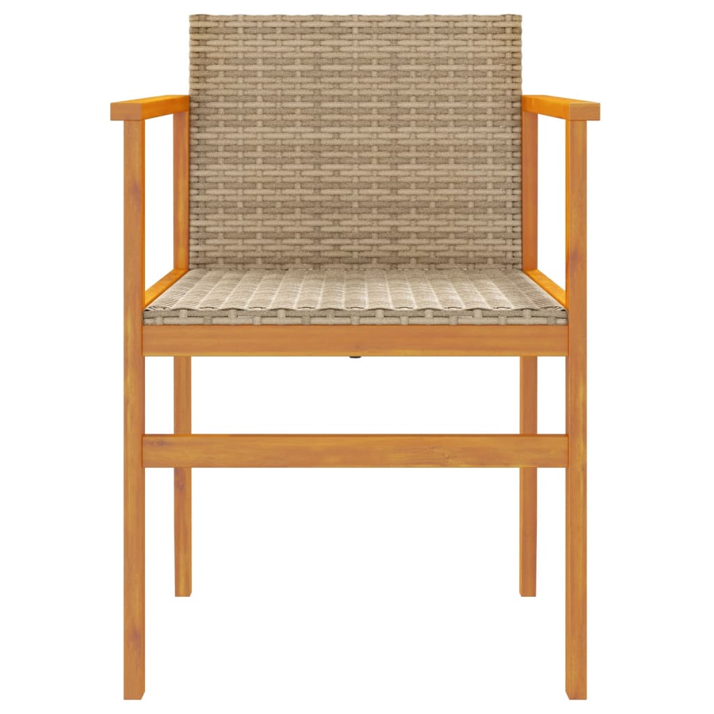 Sedie da Giardino 2 pz Beige in Polyrattan e Legno Massello