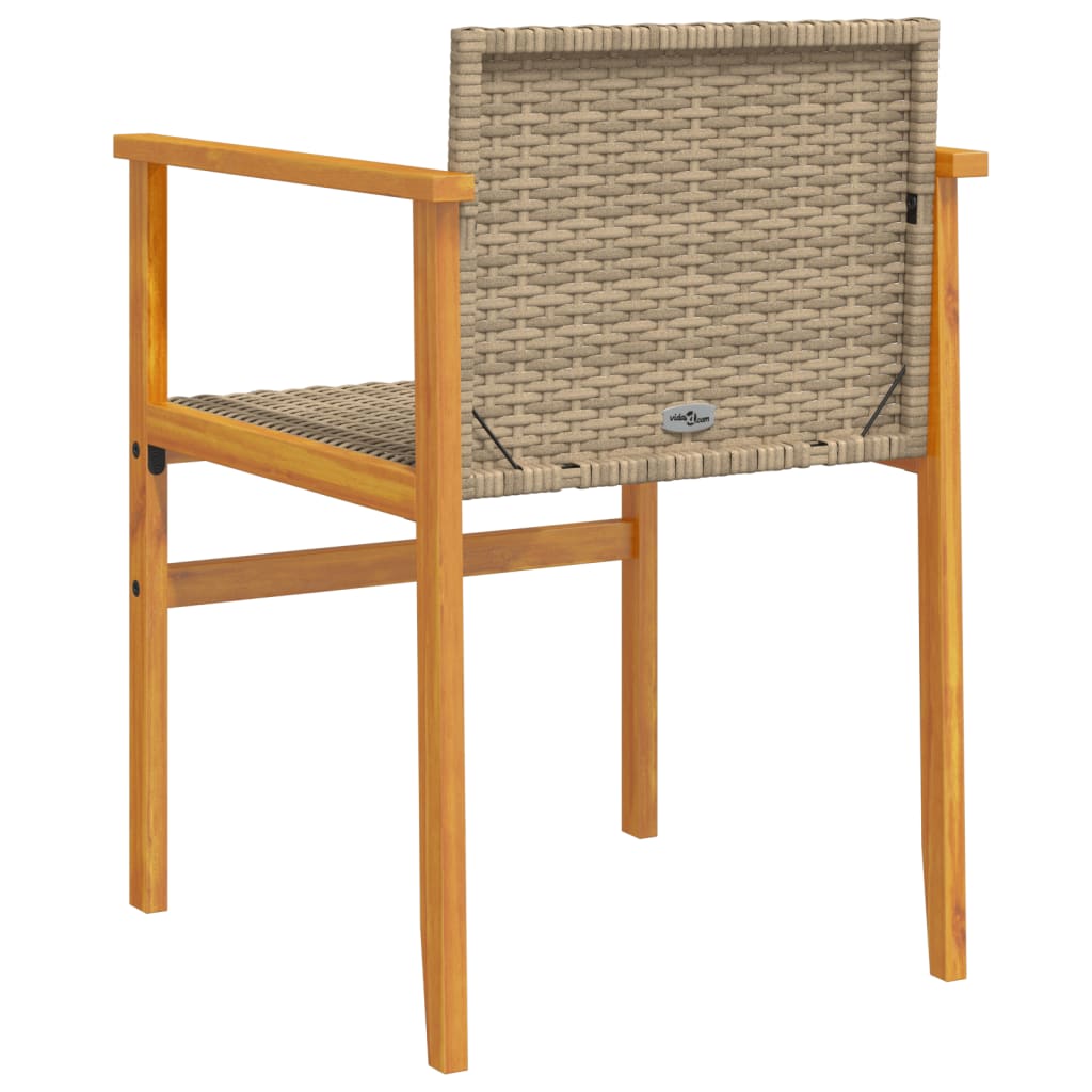 Sedie da Giardino 2 pz Beige in Polyrattan e Legno Massello