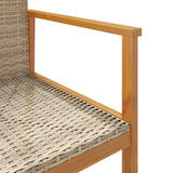 Sedie da Giardino 2 pz Beige in Polyrattan e Legno Massello