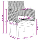 Sedie Giardino con Cuscini 2pz Nere Polyrattan e Legno Massello