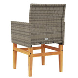 Sedie Giardino con Cuscini 2pz Grigie Polyrattan Legno Massello