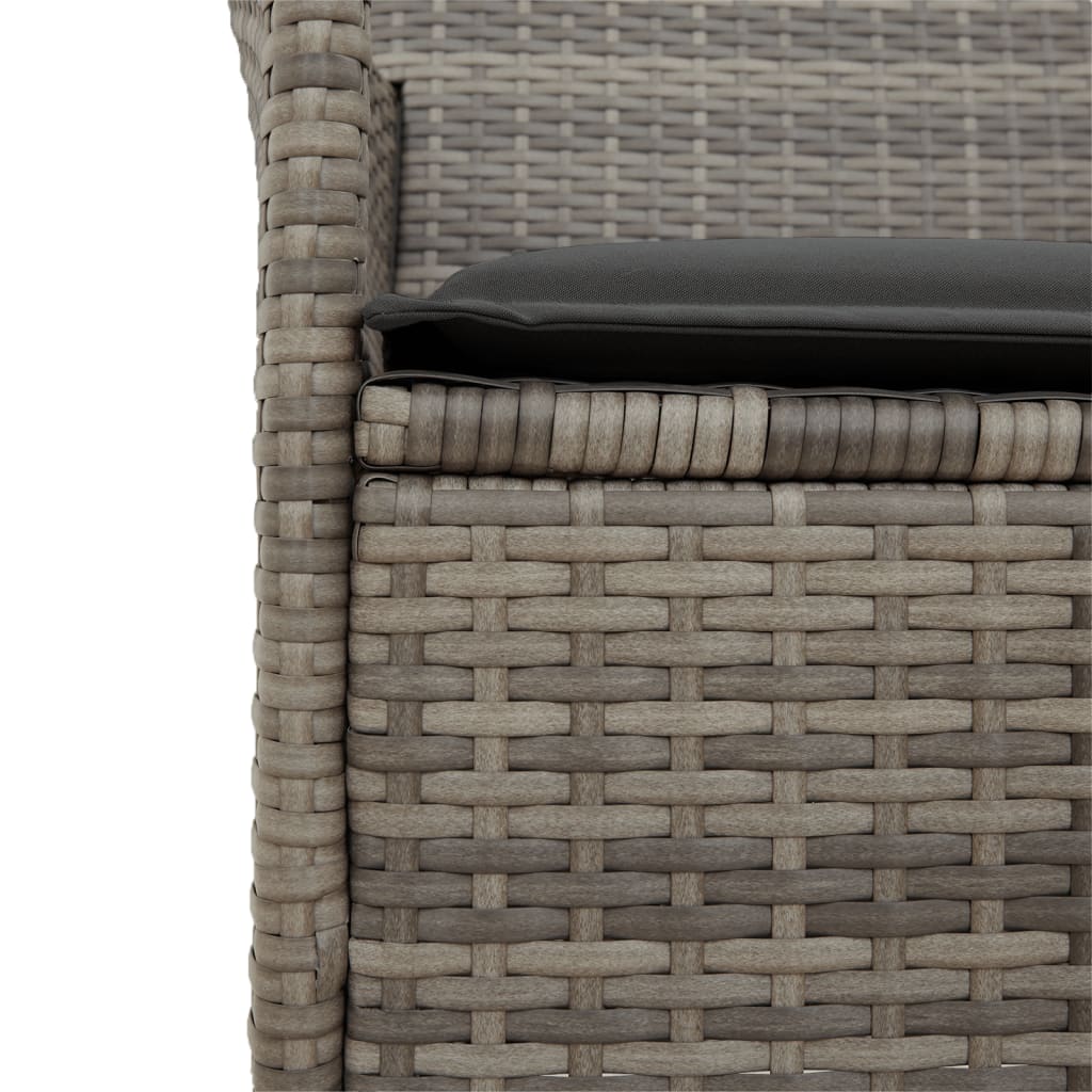 Sedie Giardino con Cuscini 2pz Grigie Polyrattan Legno Massello