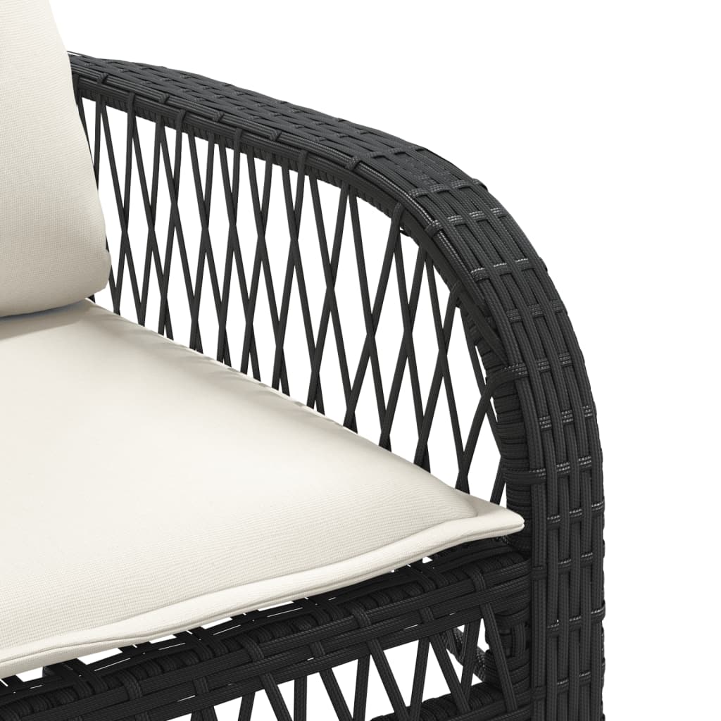 Set Divani da Giardino 4 pz con Cuscini Nero in Polyrattan