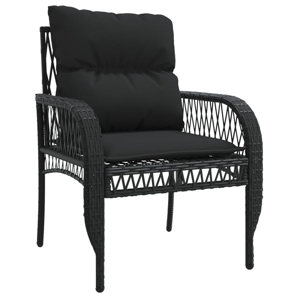 Set Divani da Giardino 4 pz con Cuscini Nero in Polyrattan