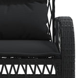 Set Divani da Giardino 4 pz con Cuscini Nero in Polyrattan