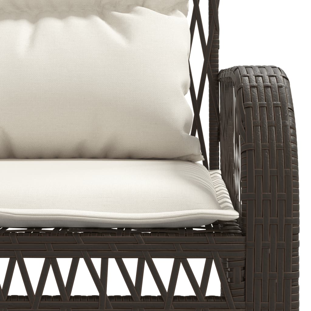 Set Divano da Giardino 4 pz con Cuscini Marrone in Polyrattan