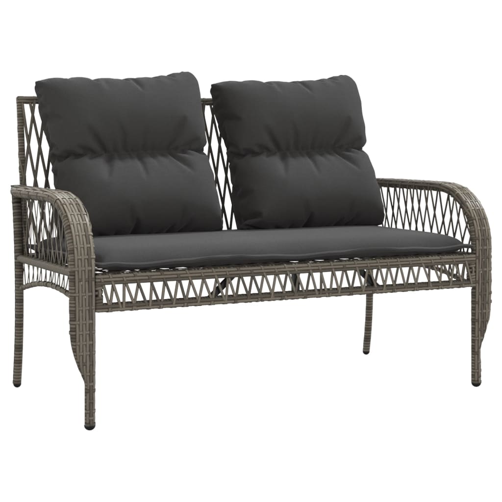 Set Divani da Giardino 4 pz con Cuscini in Polyrattan Grigio