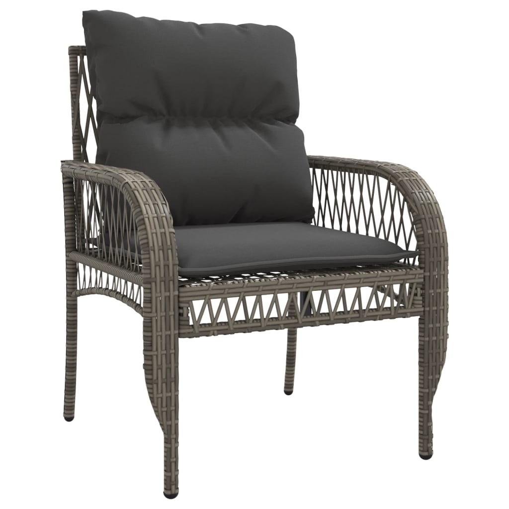 Set Divani da Giardino 4 pz con Cuscini in Polyrattan Grigio