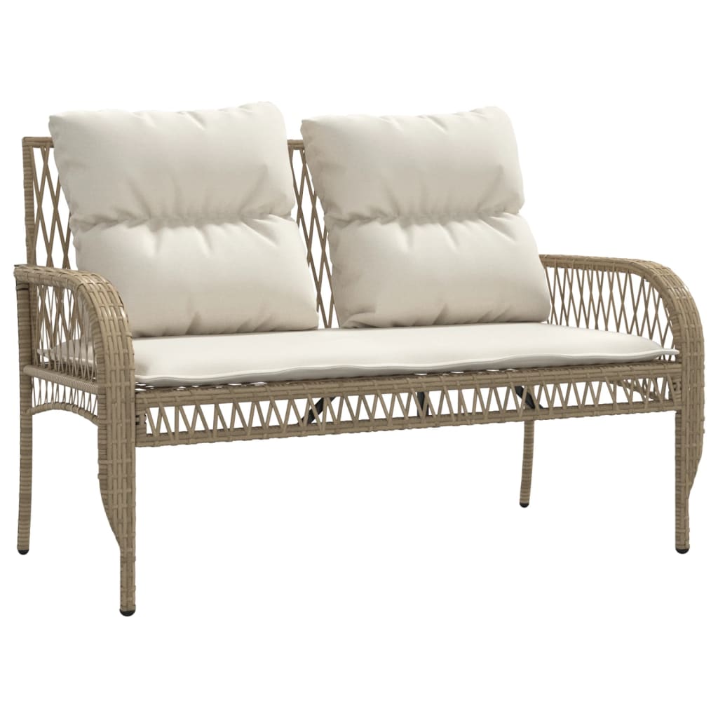 Set Divano da Giardino 4 pz con Cuscini Beige in Polyrattan