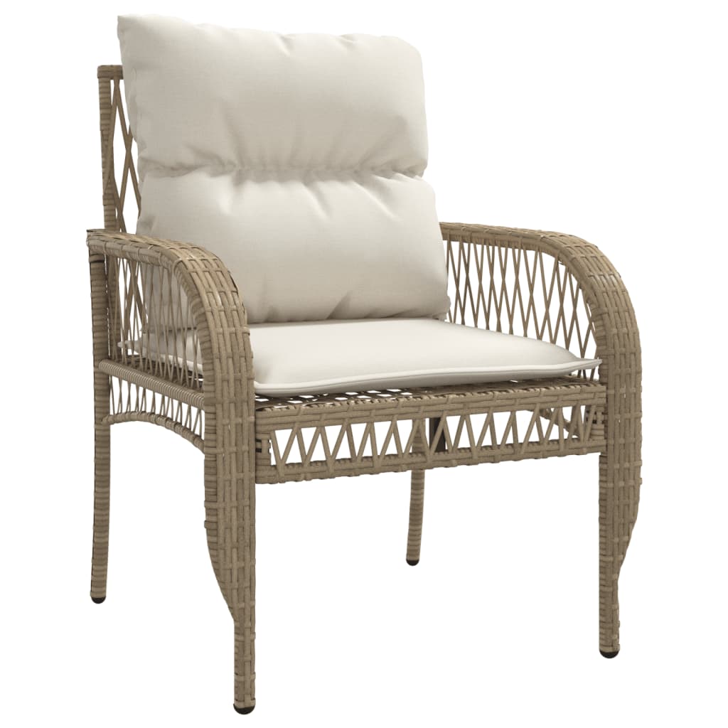 Set Divano da Giardino 4 pz con Cuscini Beige in Polyrattan