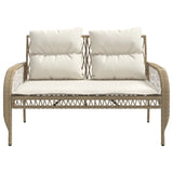 Set Divano da Giardino 4 pz con Cuscini Beige in Polyrattan