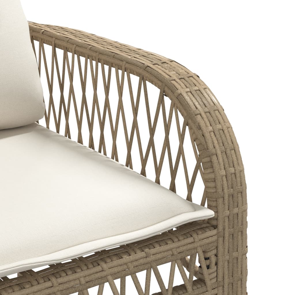 Set Divano da Giardino 4 pz con Cuscini Beige in Polyrattan